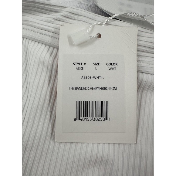 Andie Swim The Banded White Ribbed Cheeky Bottom Swim Bikini Separate Sz L - Picture 11 of 11